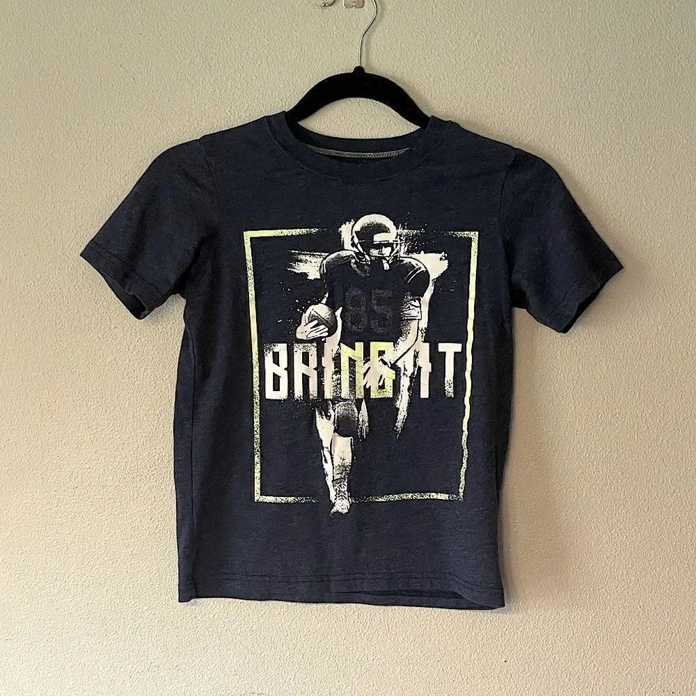 Carters Blue and Yellow Boys Short Sleeve Football T-Shirt. Size Small.